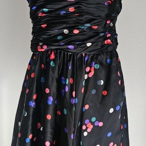 H by Halston Black Mini Dress with Vibrant Dots